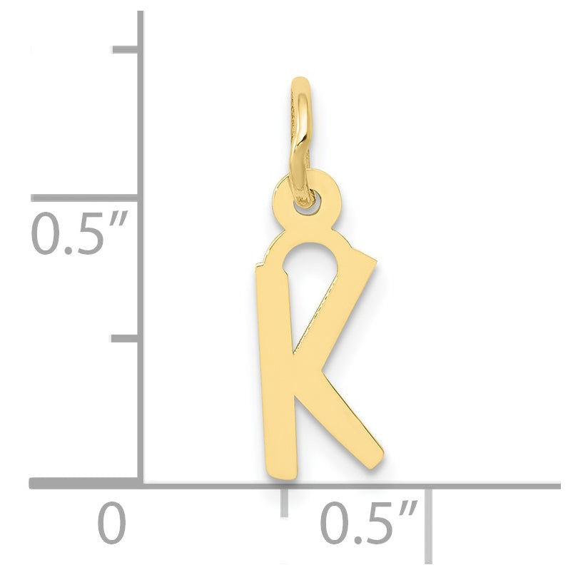 10K Yellow Gold Small Slanted Block Initial K Charm