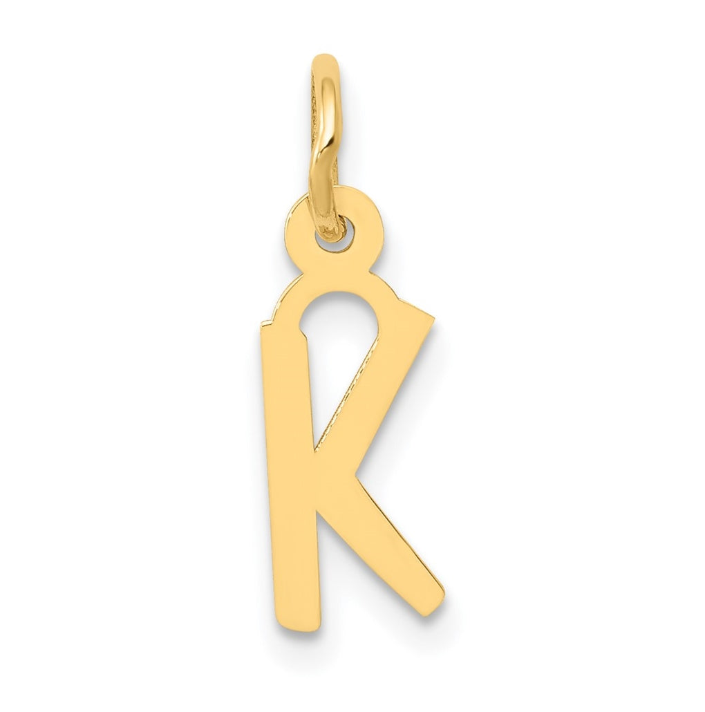 10K Yellow Gold Small Slanted Block Initial K Charm