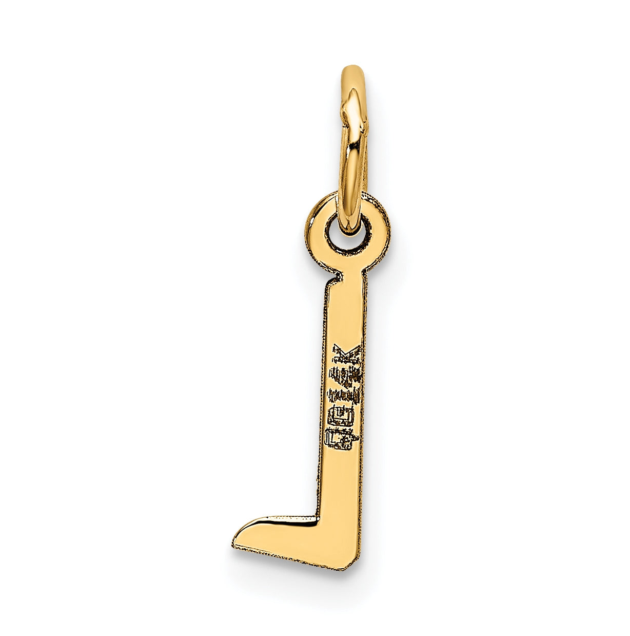 10K Yellow Gold Small Slanted Block Initial L Charm