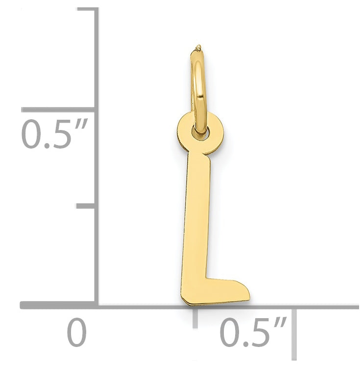10K Yellow Gold Small Slanted Block Initial L Charm