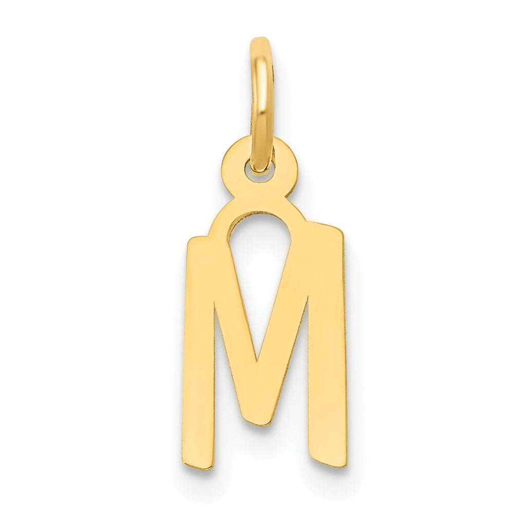 10K Yellow Gold Small Slanted Block Initial M Charm