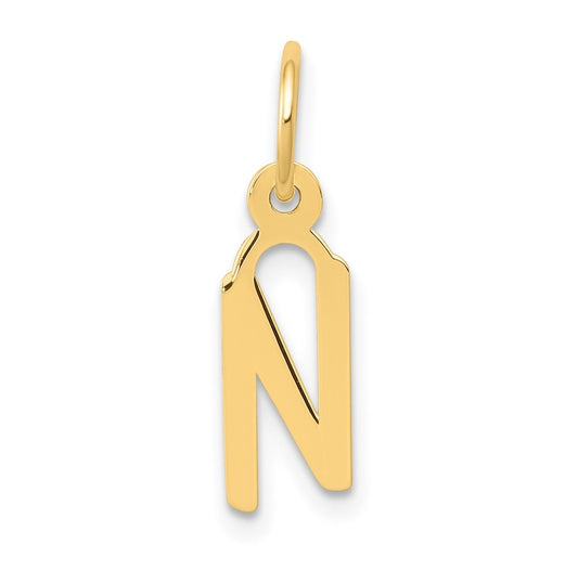 10K Yellow Gold Small Slanted Block Initial N Charm