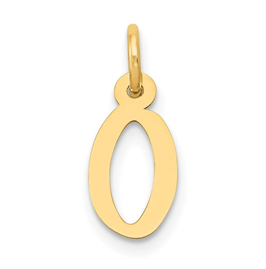 10K Yellow Gold Small Slanted Block Initial O Charm