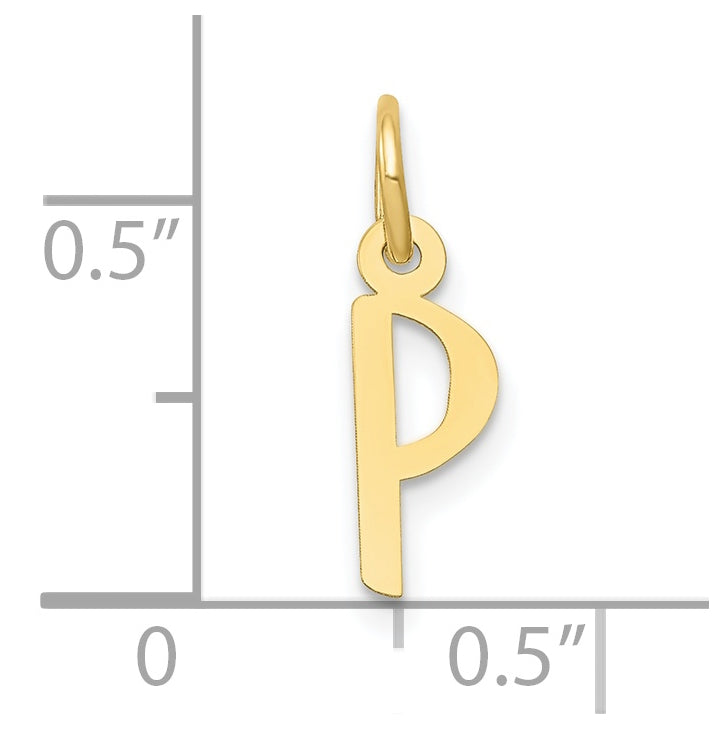 10K Yellow Gold Small Slanted Block Initial P Charm