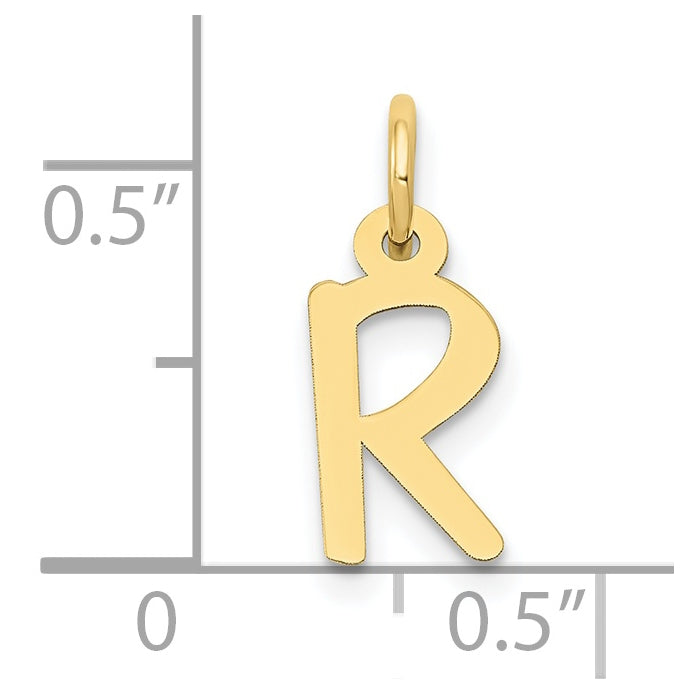 10K Yellow Gold Small Slanted Block Initial R Charm