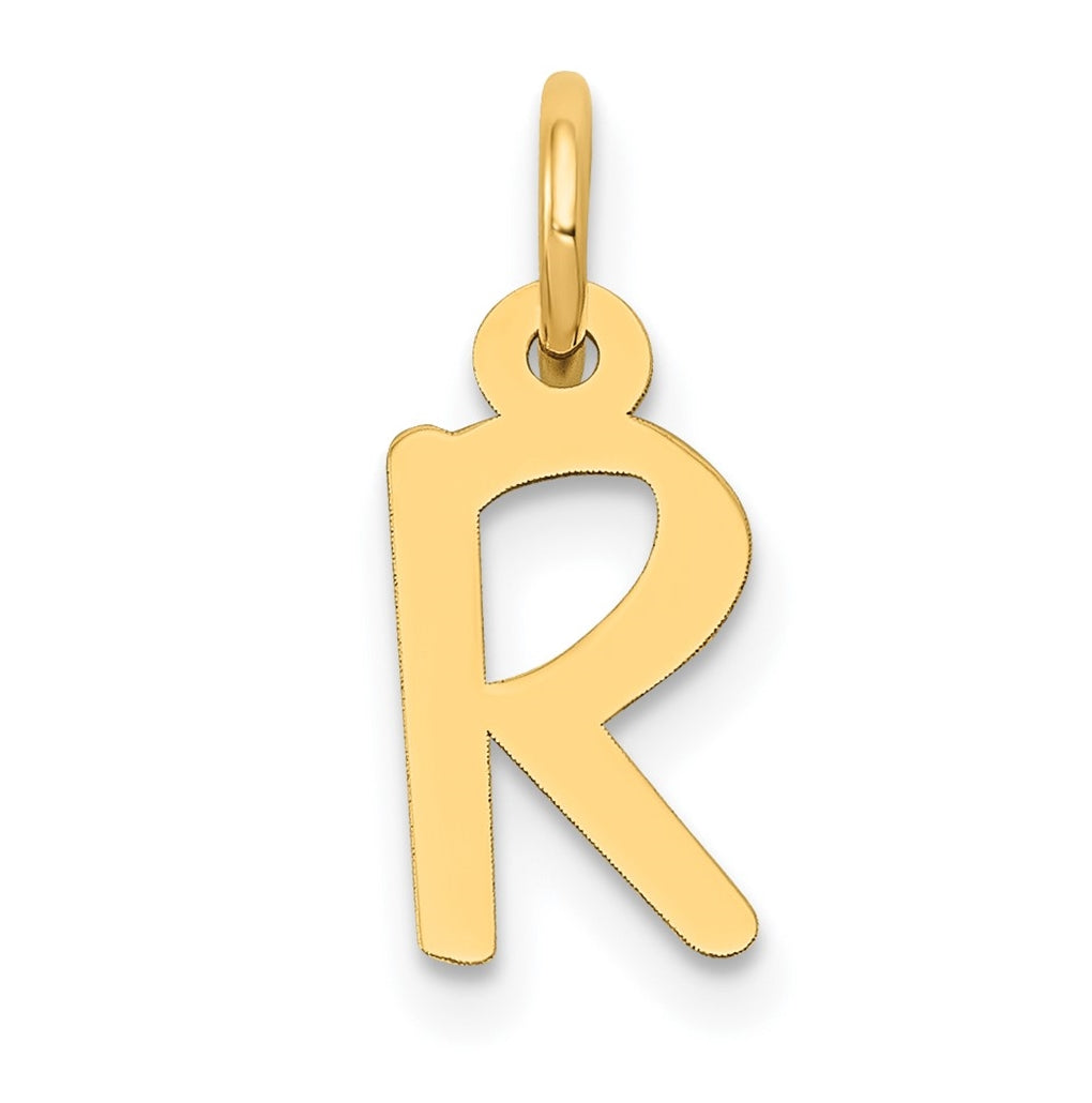 10K Yellow Gold Small Slanted Block Initial R Charm