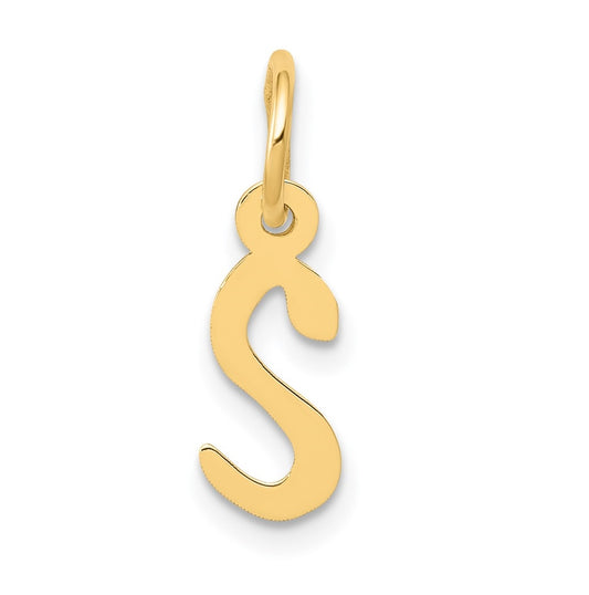10K Yellow Gold Small Slanted Block Initial S Charm