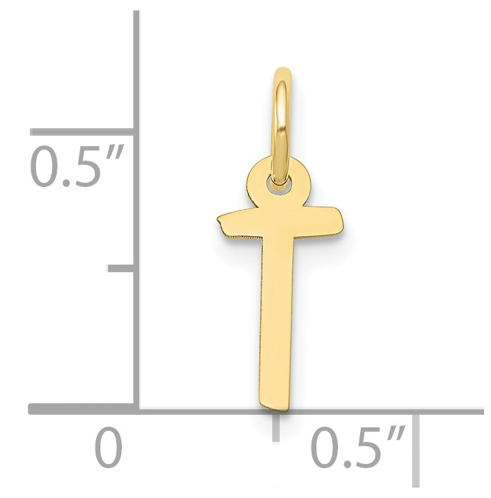 10K Yellow Gold Small Slanted Block Initial T Charm