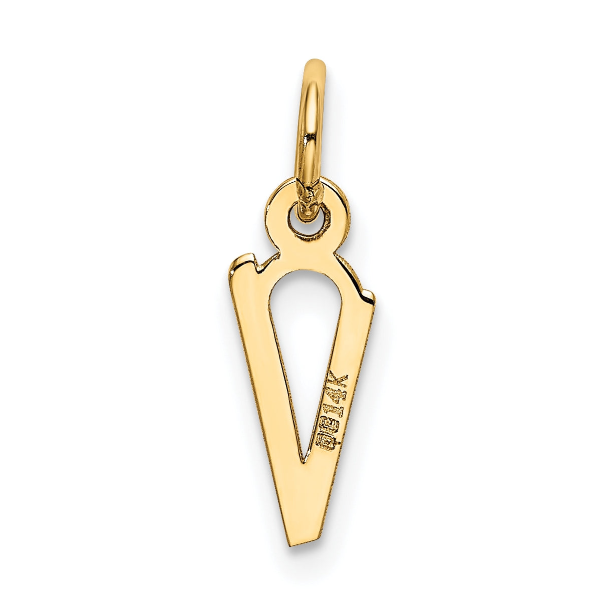 10K Yellow Gold Small Slanted Block Initial V Charm