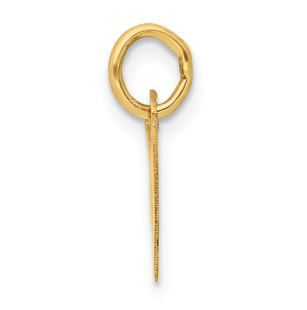 10K Yellow Gold Small Slanted Block Initial W Charm