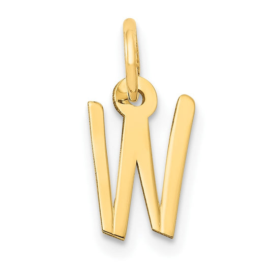 10K Yellow Gold Small Slanted Block Initial W Charm