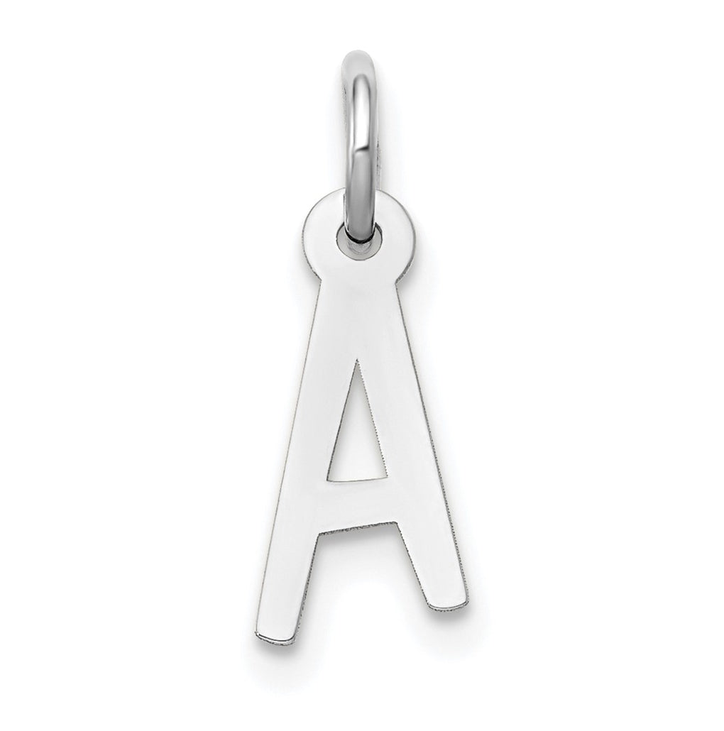 10k White Gold Small Slanted Block Initial A Charm – Elegant Jewelry Gift for Birthday, Anniversary, Engagement, Wedding