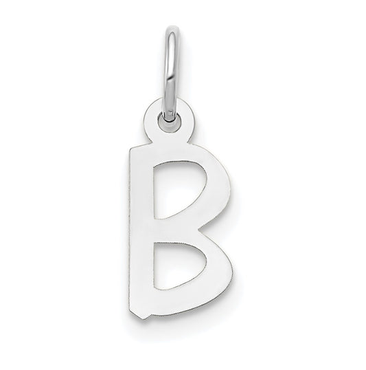 10k White Gold Small Slanted Block Initial B Charm