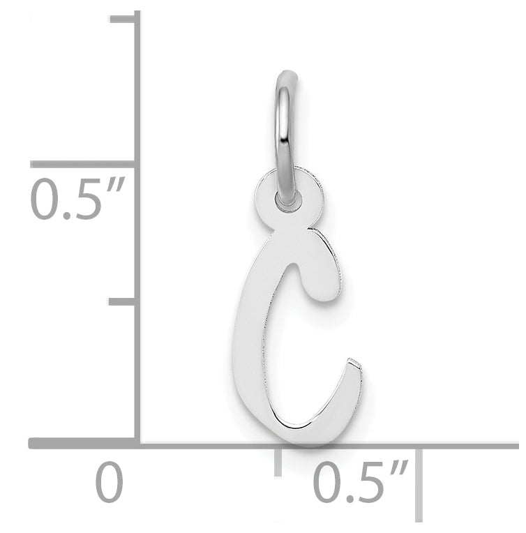10k White Gold Small Slanted Block Initial C Charm