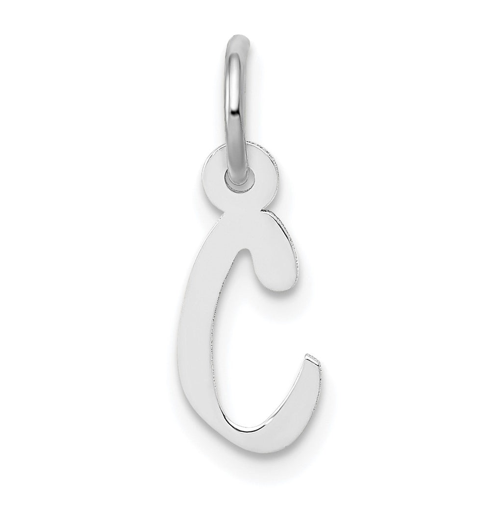 10k White Gold Small Slanted Block Initial C Charm