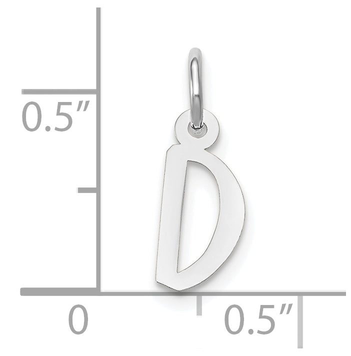 10k White Gold Small Slanted Block Initial D Charm