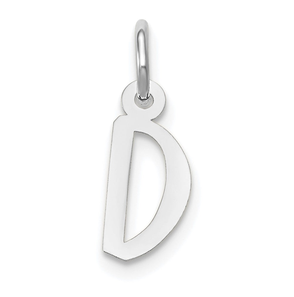 10k White Gold Small Slanted Block Initial D Charm