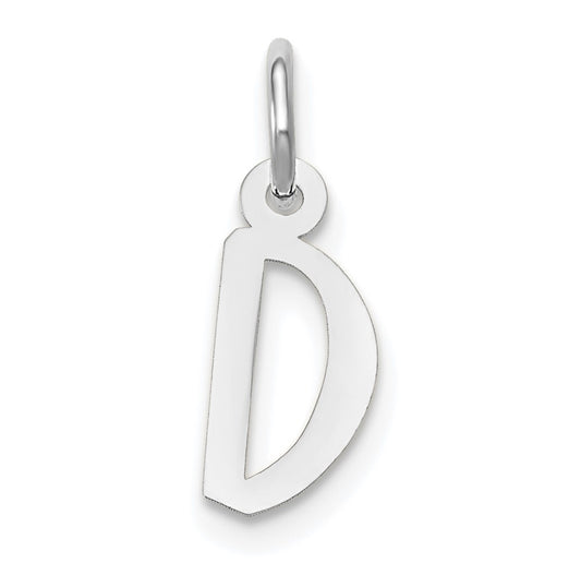 10k White Gold Small Slanted Block Initial D Charm