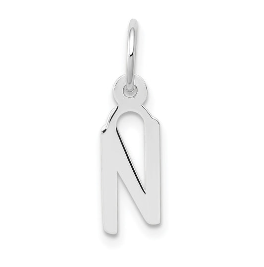 10K Yellow Gold White Gold Small Slanted Block Initial N Char