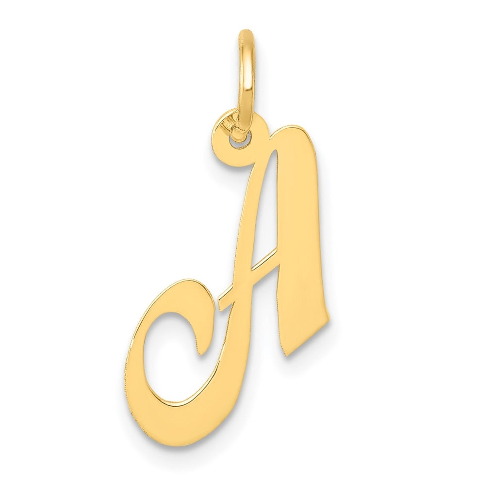 10K Yellow Gold Small Fancy Script Initial A Charm