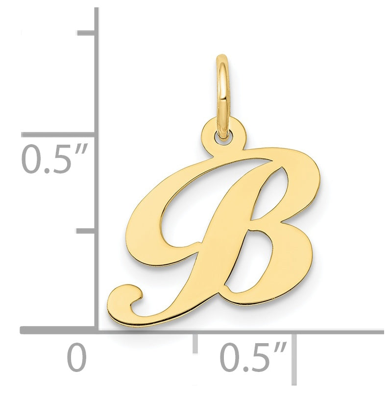 10K Yellow Gold Small Fancy Script Initial B Charm