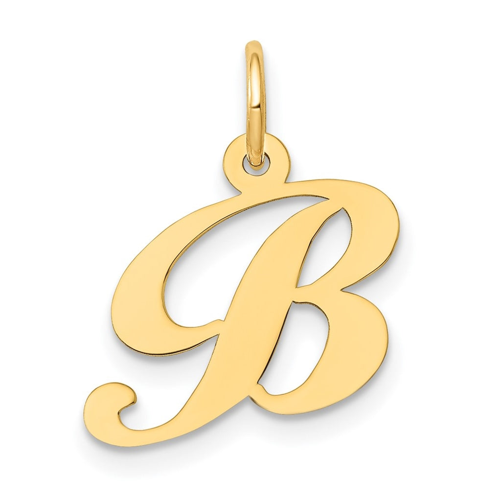 10K Yellow Gold Small Fancy Script Initial B Charm