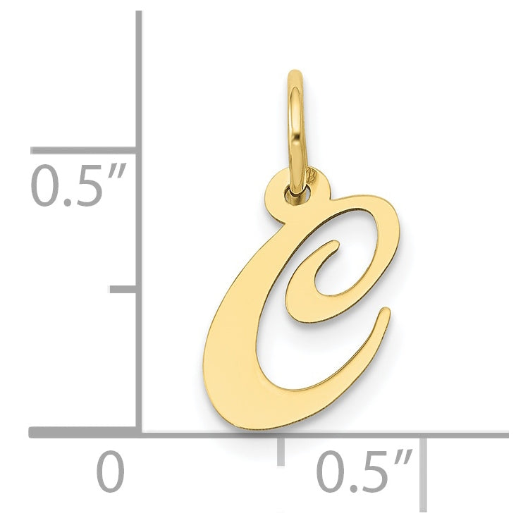 10K Yellow Gold Small Fancy Script Initial C Charm
