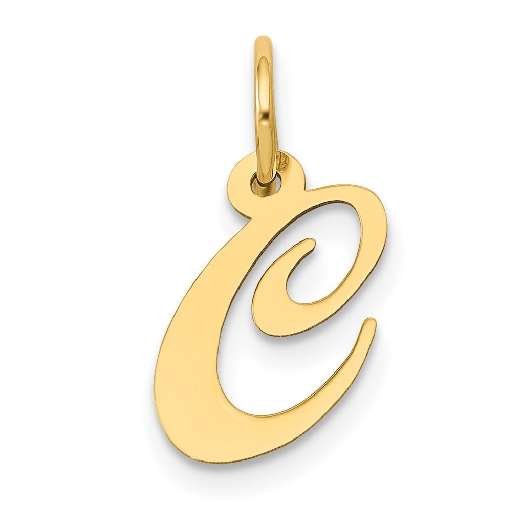 10K Yellow Gold Small Fancy Script Initial C Charm