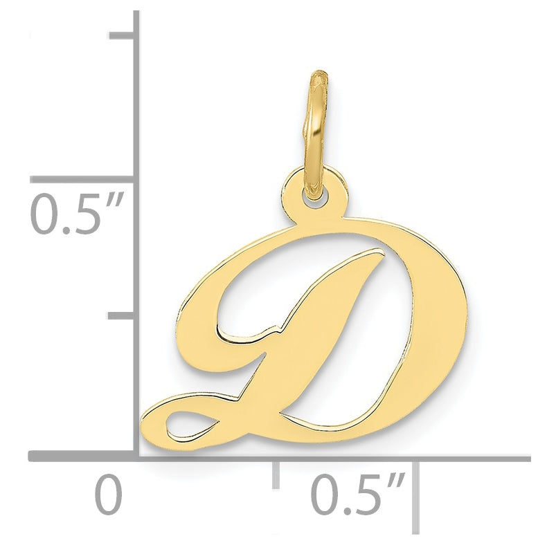 10K Yellow Gold Small Fancy Script Initial D Charm