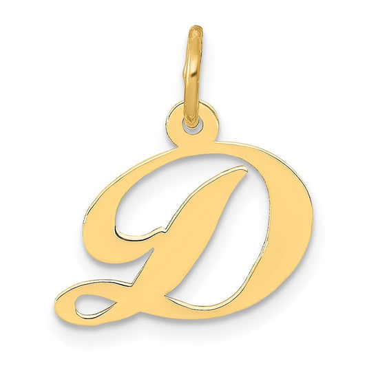10K Yellow Gold Small Fancy Script Initial D Charm