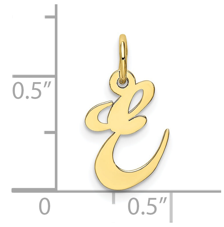 10K Yellow Gold Small Fancy Script Initial E Charm