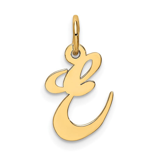 10K Yellow Gold Small Fancy Script Initial E Charm