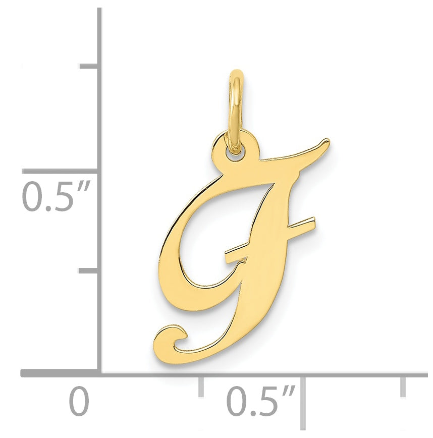 10K Yellow Gold Small Fancy Script Initial F Charm