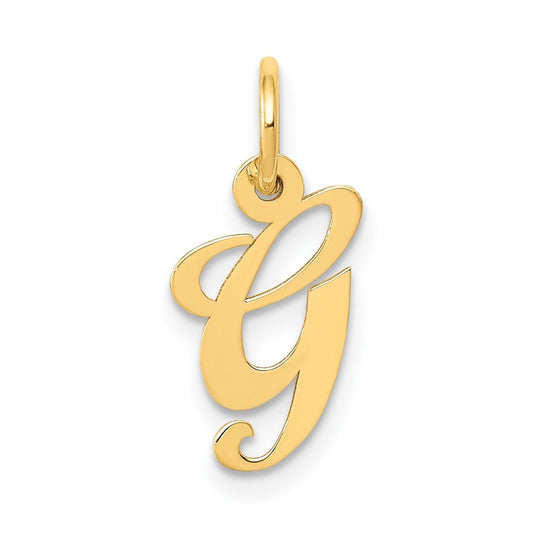 10K Yellow Gold Small Fancy Script Initial G Charm