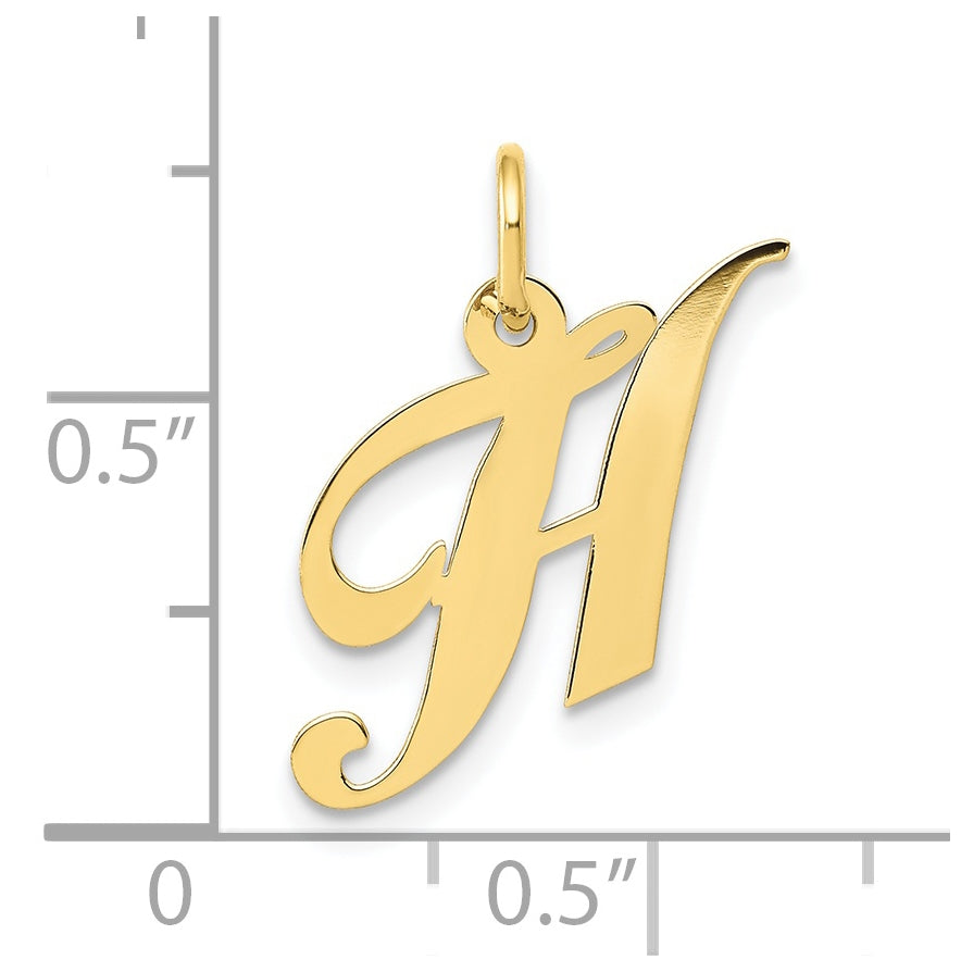 10K Yellow Gold Small Fancy Script Initial H Charm