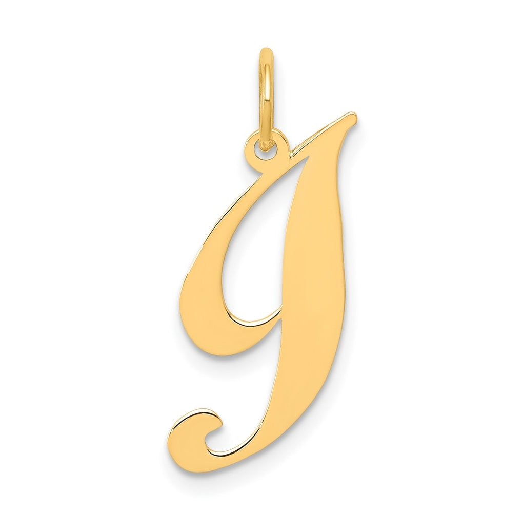 10K Yellow Gold Small Fancy Script Initial I Charm