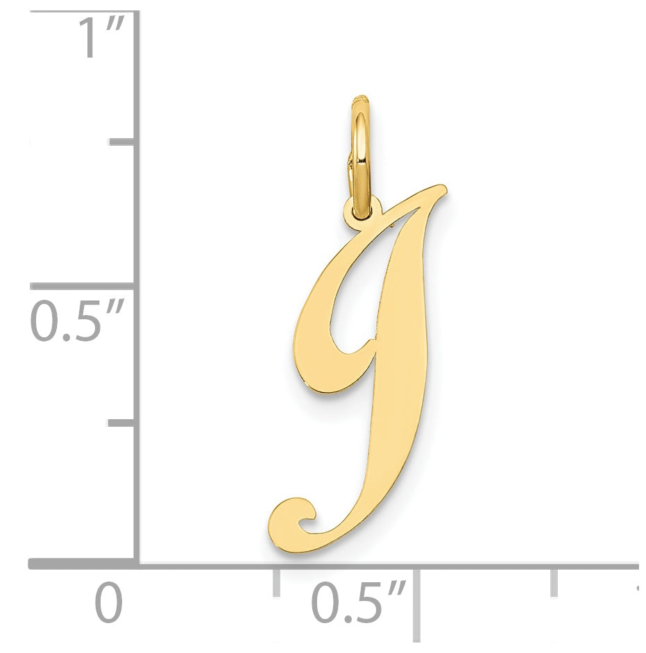 10K Yellow Gold Small Fancy Script Initial J Charm