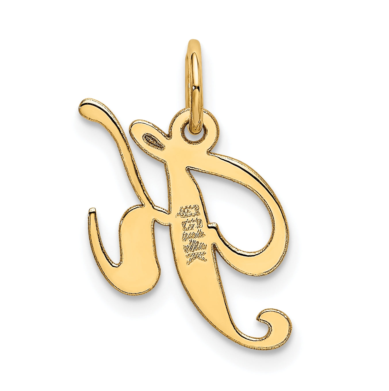 10K Yellow Gold Small Fancy Script Initial K Charm