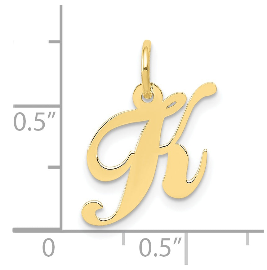 10K Yellow Gold Small Fancy Script Initial K Charm