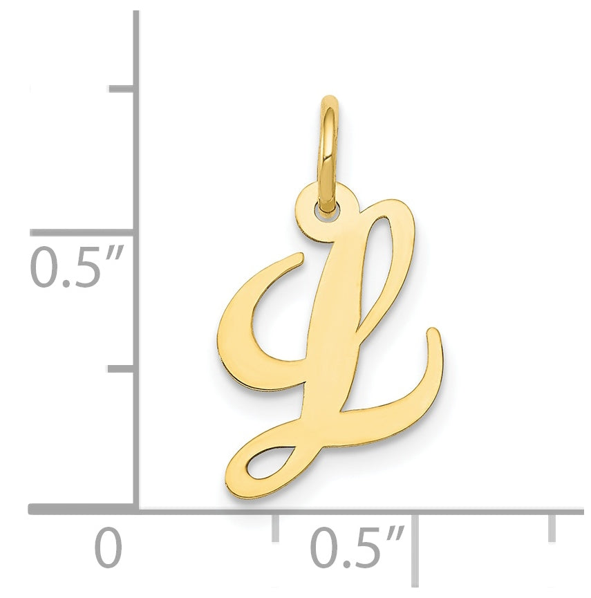 10K Yellow Gold Small Fancy Script Initial L Charm