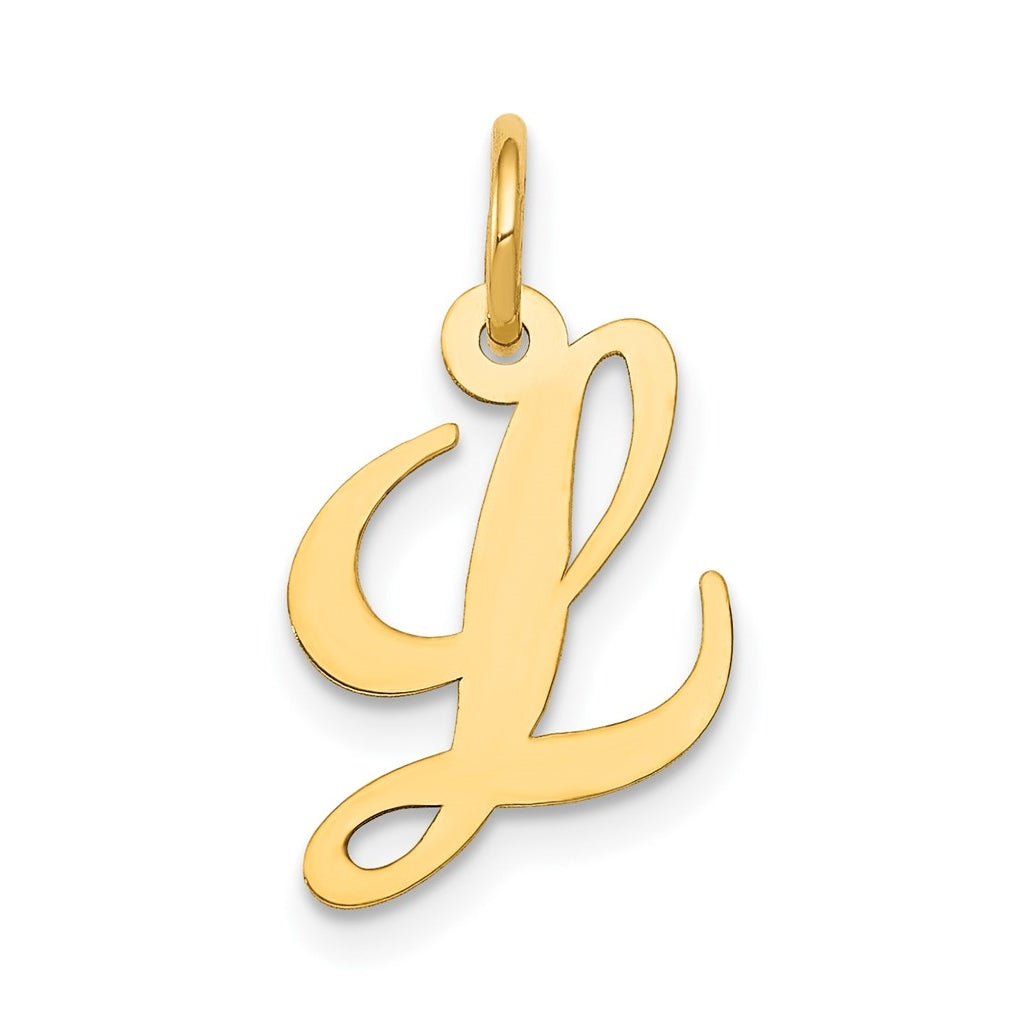 10K Yellow Gold Small Fancy Script Initial L Charm