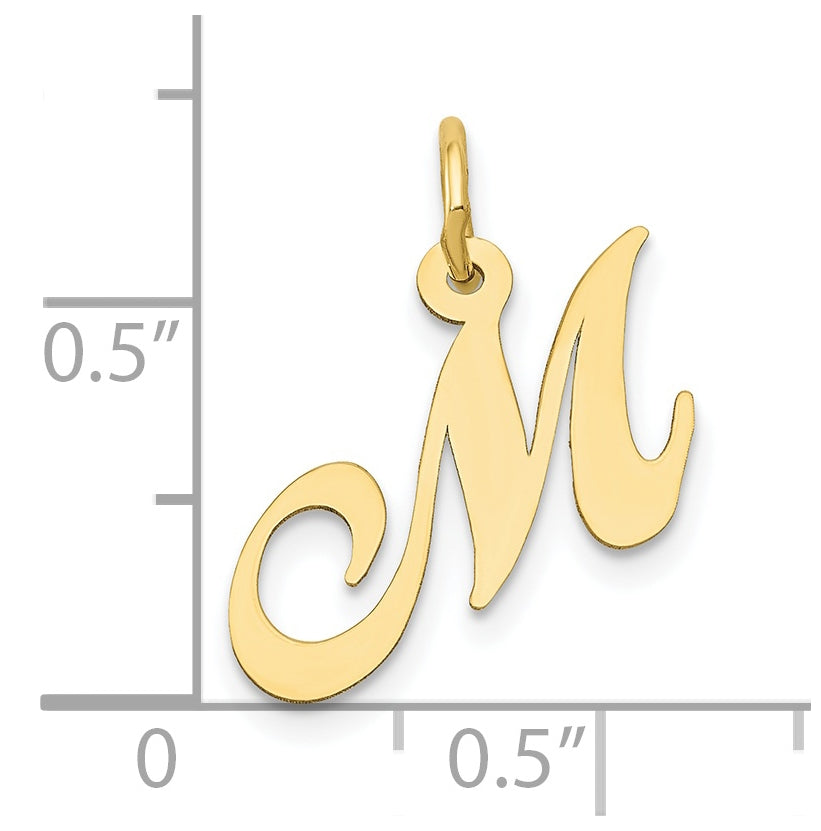 10K Yellow Gold Small Fancy Script Initial M Charm
