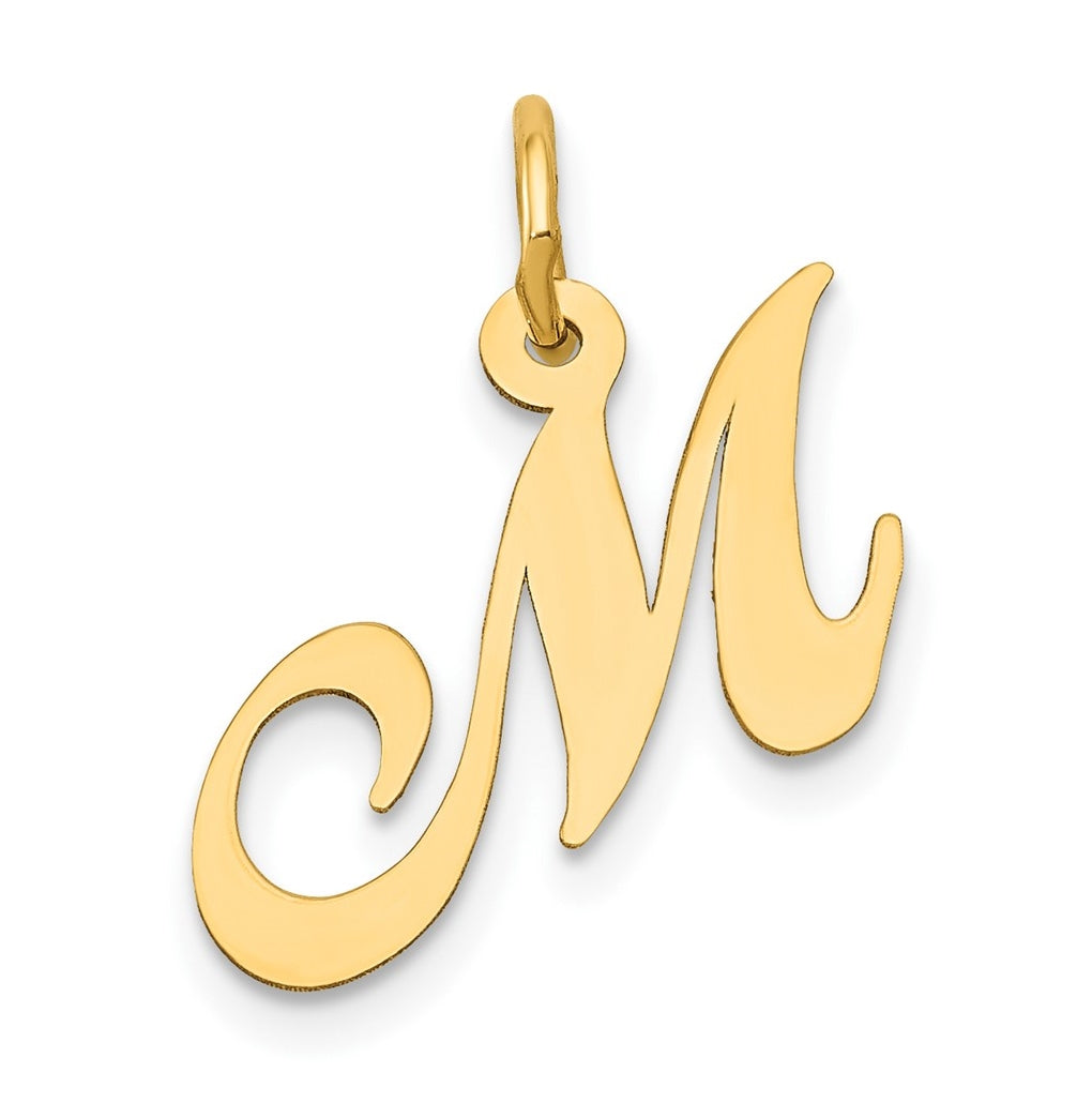 10K Yellow Gold Small Fancy Script Initial M Charm