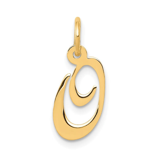 10K Yellow Gold Small Fancy Script Initial O Charm