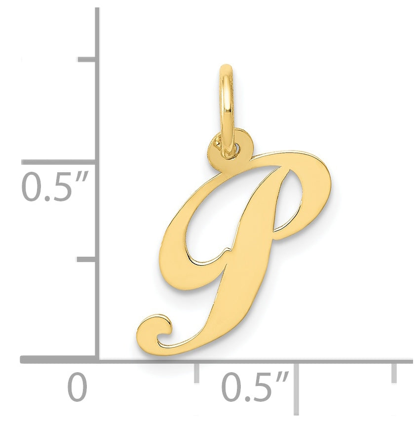 10K Yellow Gold Small Fancy Script Initial P Charm