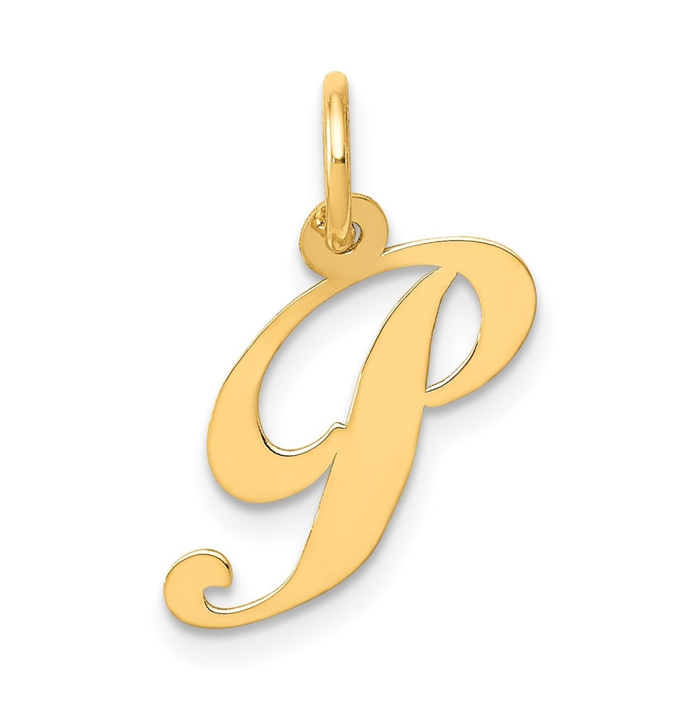 10K Yellow Gold Small Fancy Script Initial P Charm