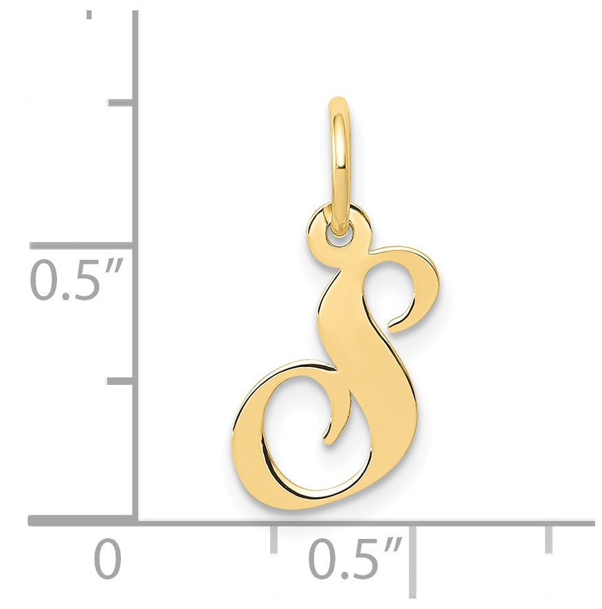 10K Yellow Gold Small Fancy Script Initial S Charm