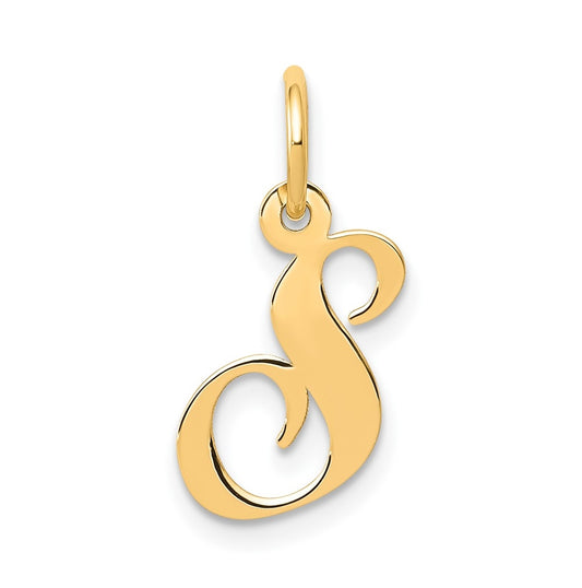 10K Yellow Gold Small Fancy Script Initial S Charm
