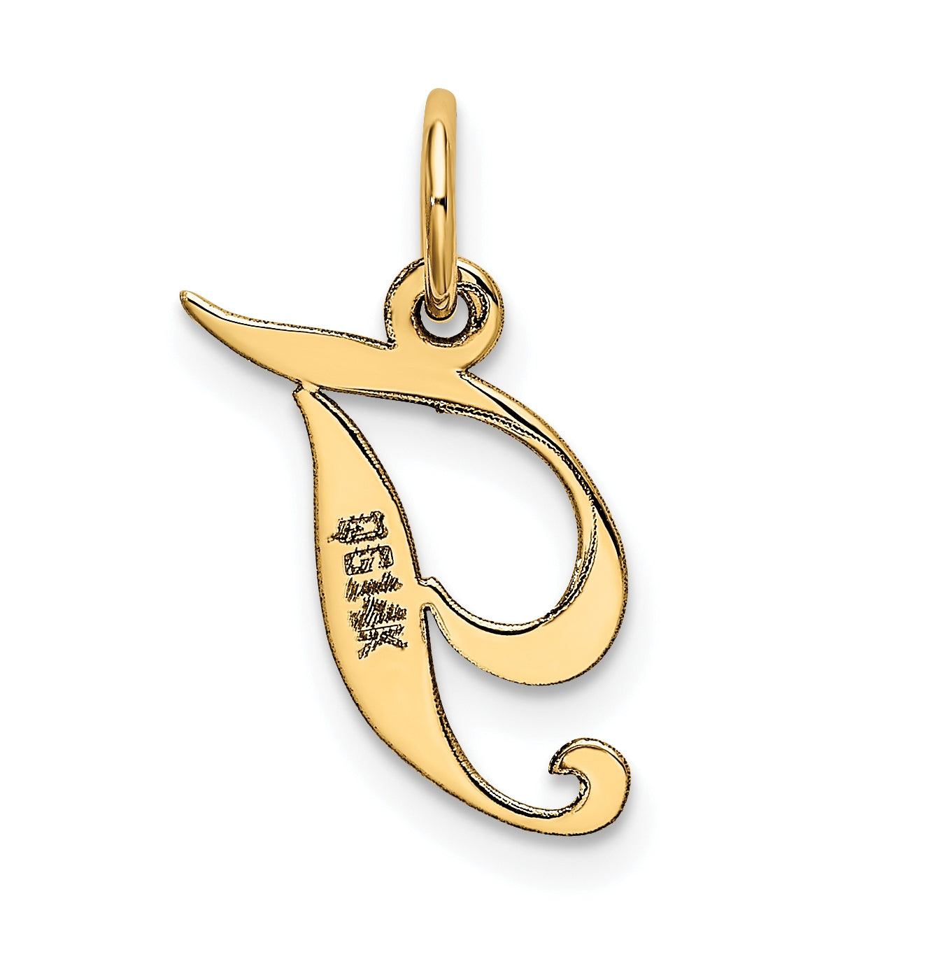 10K Yellow Gold Small Fancy Script Initial T Charm
