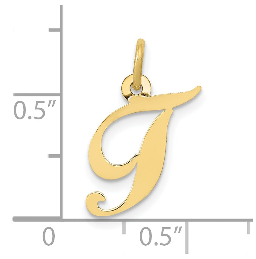 10K Yellow Gold Small Fancy Script Initial T Charm